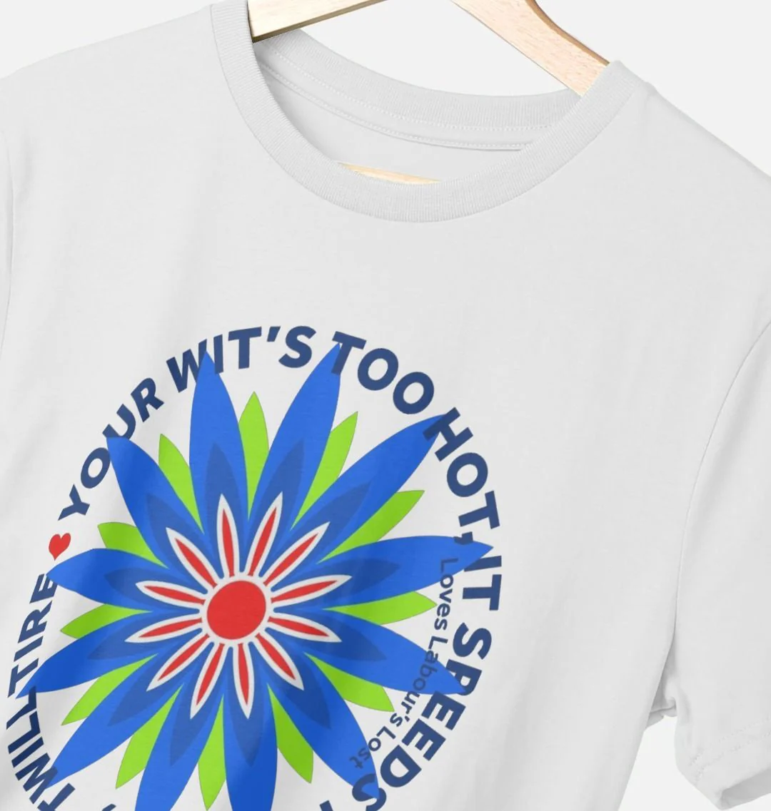 Love's Labour's Lost Organic T-shirt (Too Hot | Blue Flower) - Image 2